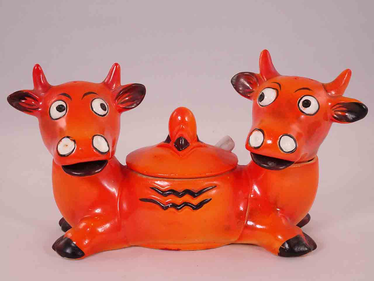 Germany two-headed cow condiment salt and pepper shakers