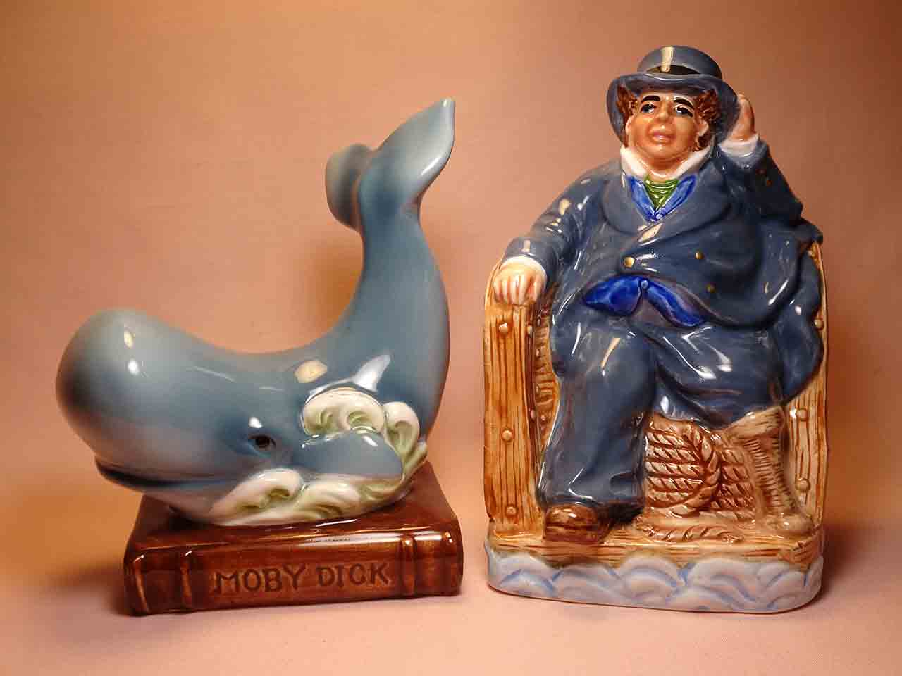 American Folklore series of salt and pepper shakers - Captain Ahab and Moby Dick