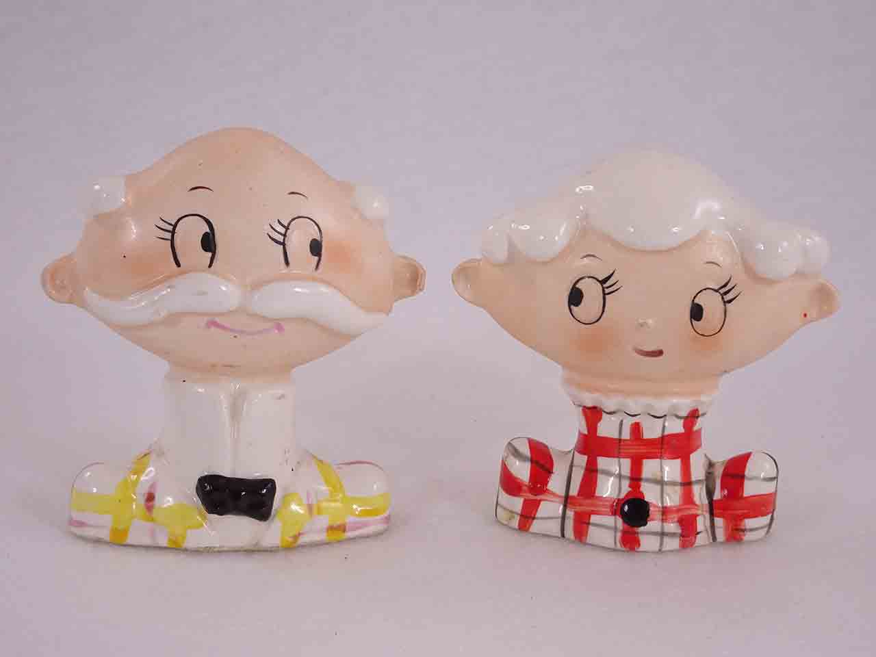 Holt Howard like busts of old couple salt and pepper shakers