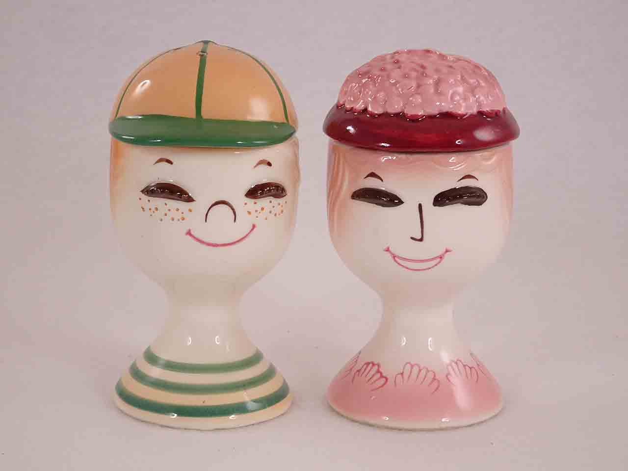 Egg cup people salt and pepper shakers