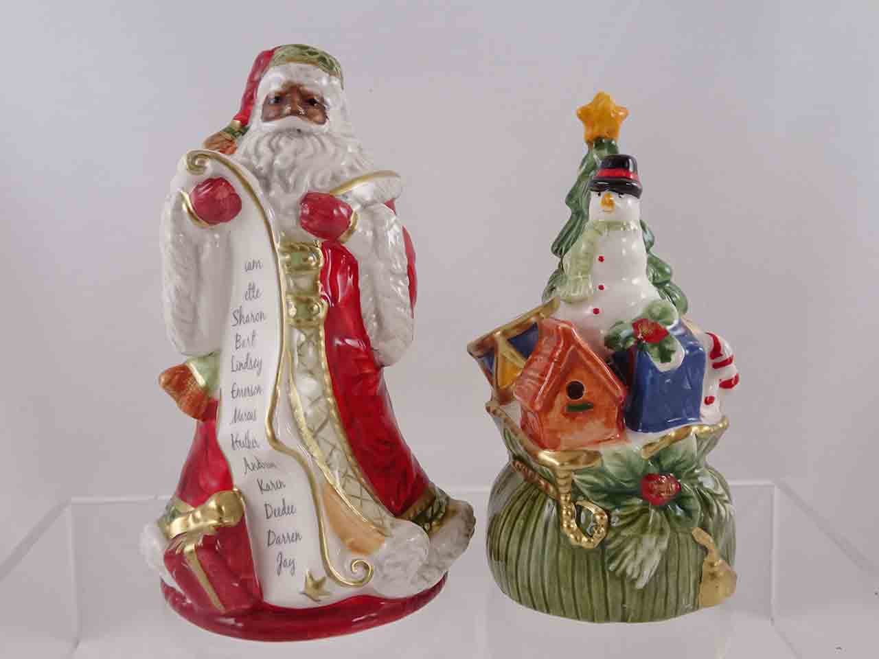 Fitz and Floyd Holiday Home Santa Claus Salt and Pepper Shakers - African American version