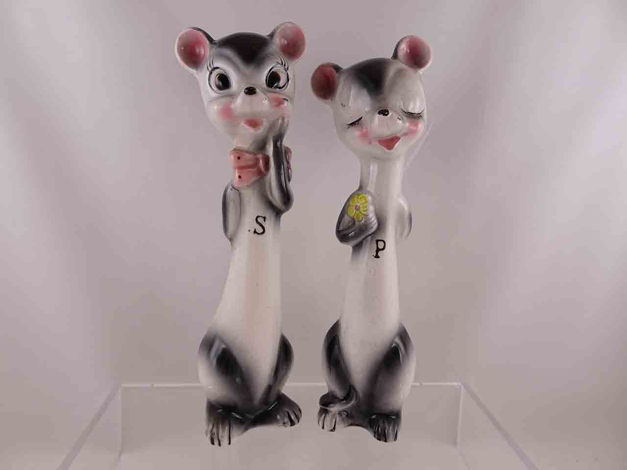 Japan Stamped 3729 tallboy series of salt and pepper shakers - mice
