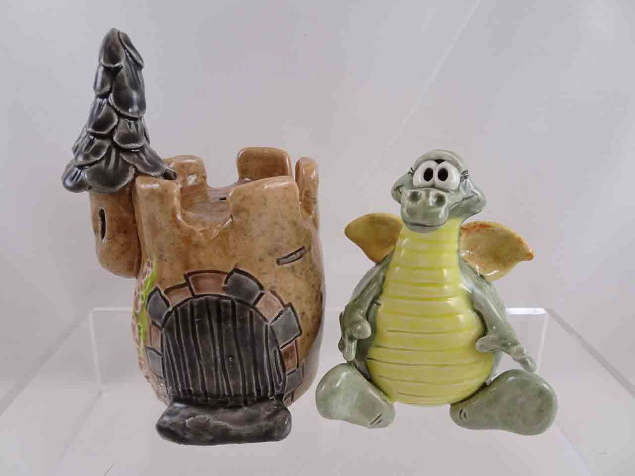 Dragon & castle salt and pepper shakers by Kath Jamison