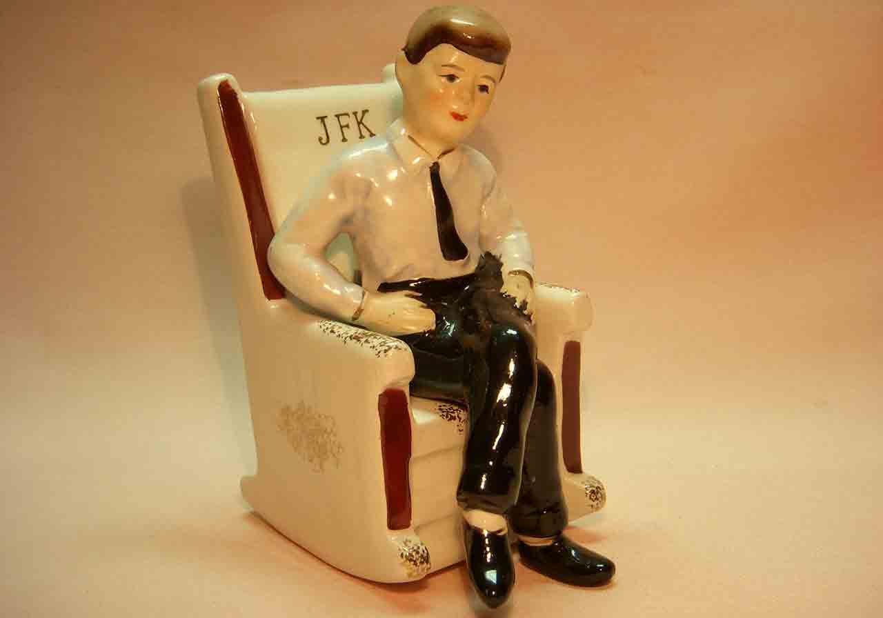 President John F. Kennedy in rocking chair salt and pepper shaker