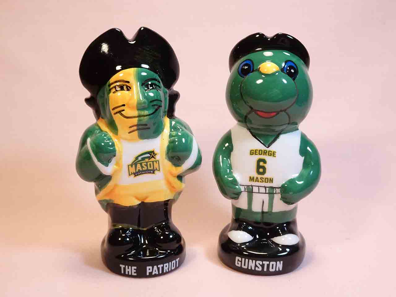 George Mason mascots The Patriot and Gunston salt and pepper shakers