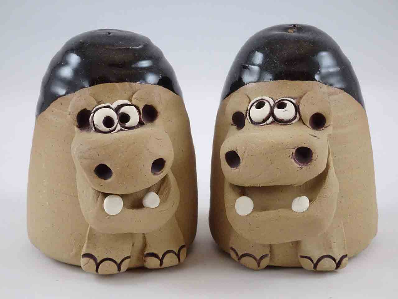 Pretty Ugly Pottery from Wales salt and pepper shakers - hippos