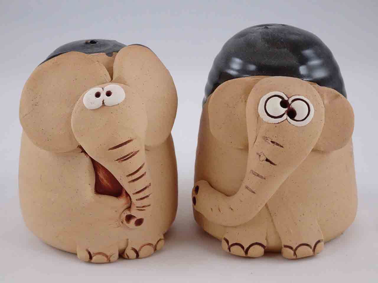 Pretty Ugly Pottery from Wales salt and pepper shakers - elephants