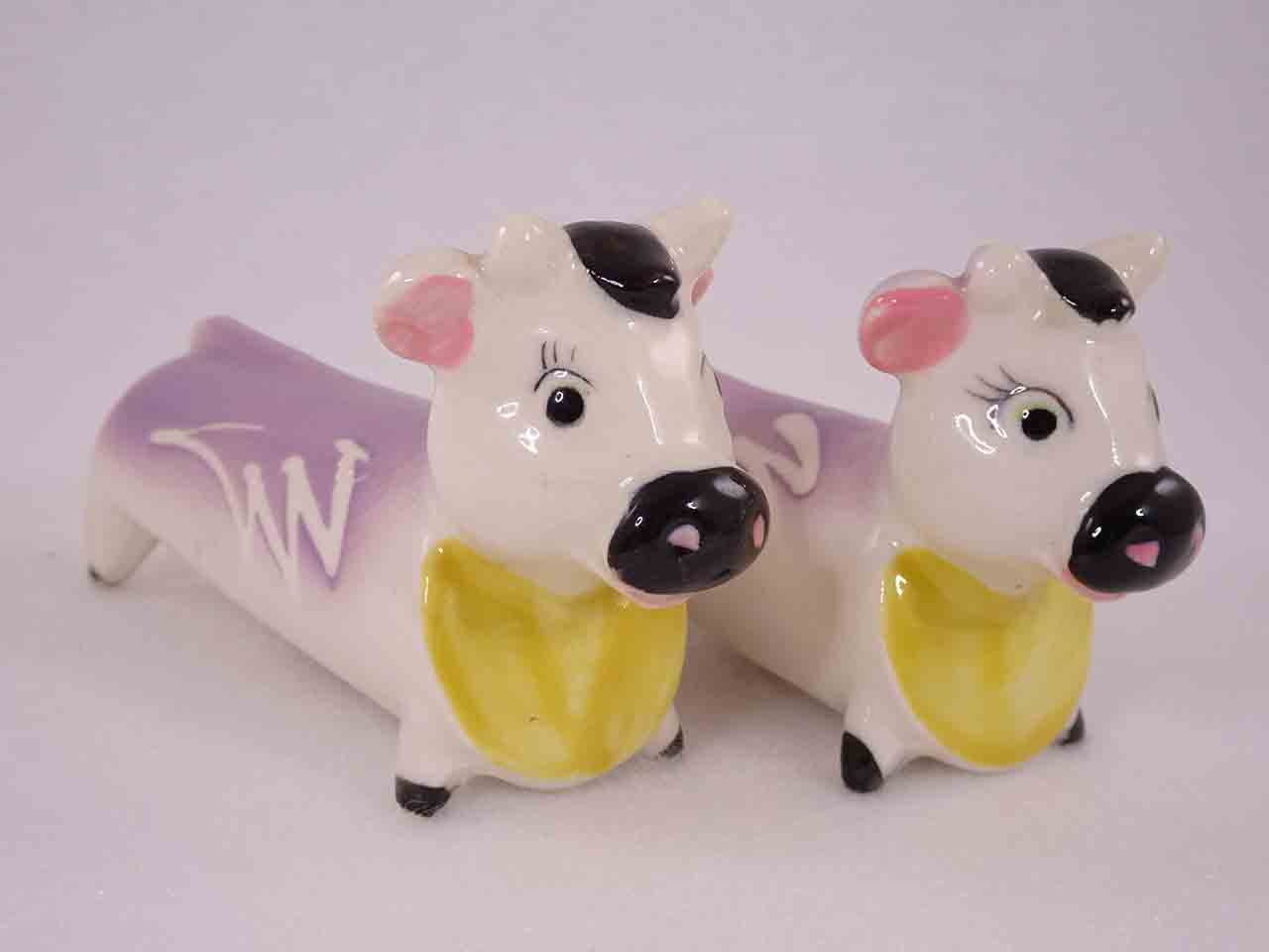 Longer Animals with White Squiggly Lines salt and pepper shakers - cows