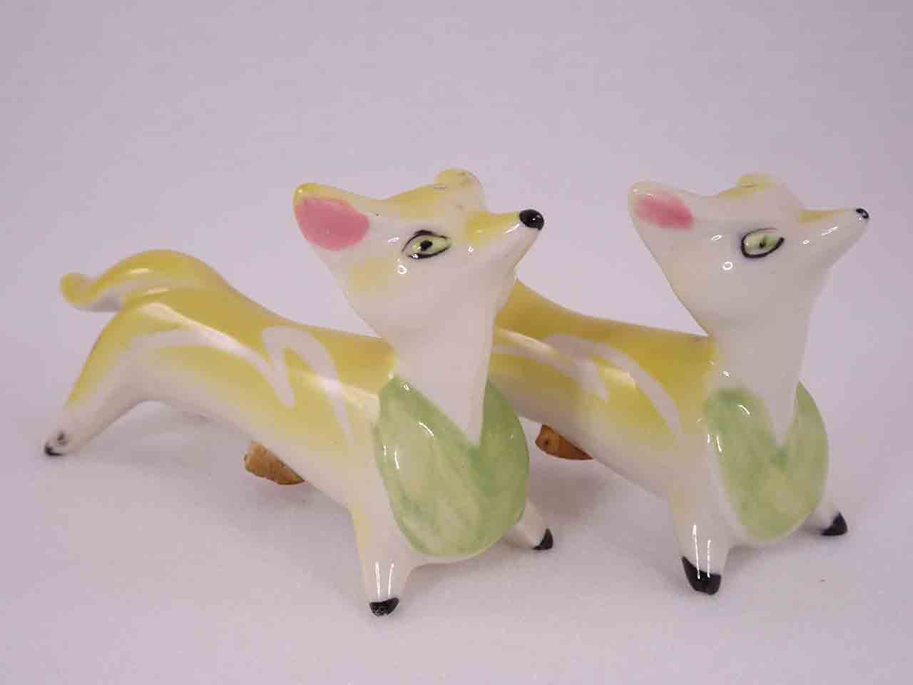 Longer Animals with White Squiggly Lines salt and pepper shakers - fox