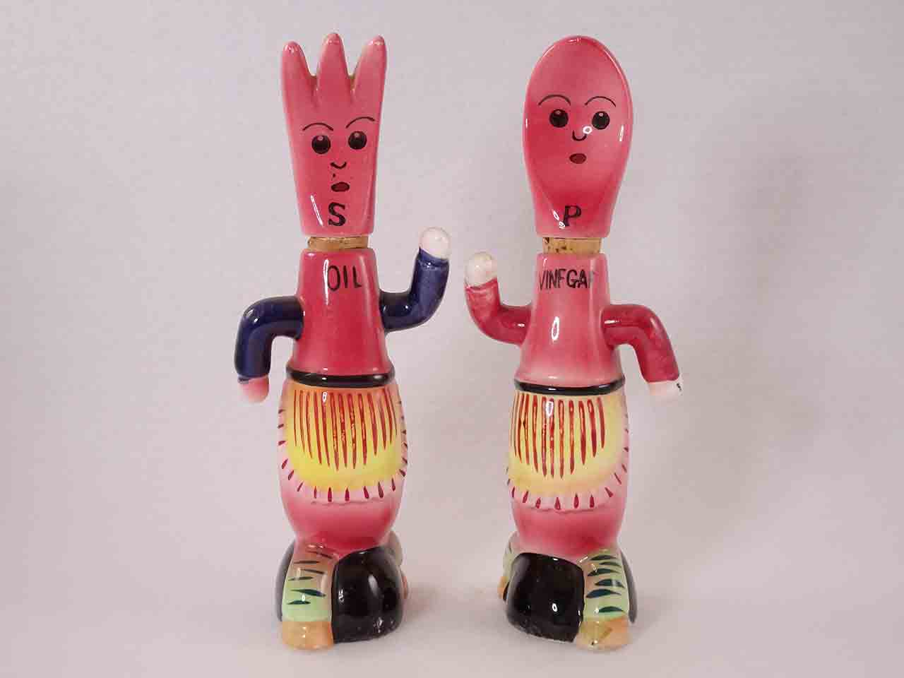 Anthropomorphic fork and spoon salt and pepper shakers