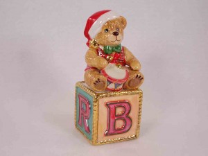 Christopher Radko Christmas sets on toy blocks salt and pepper shakers - teddy bear