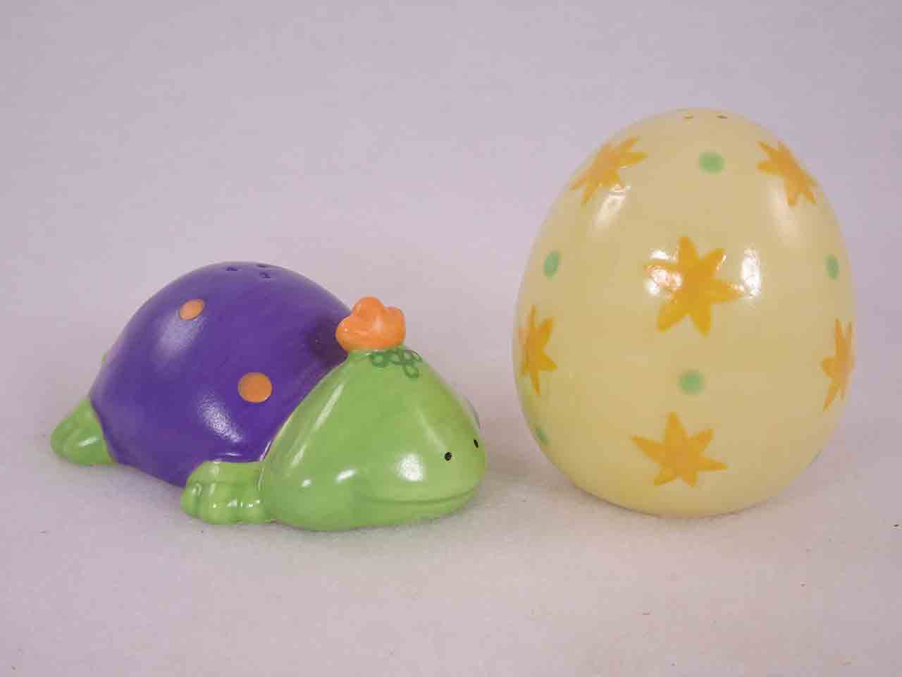 Russ Easter salt and pepper shakers - various animals with Easter eggs - turtle