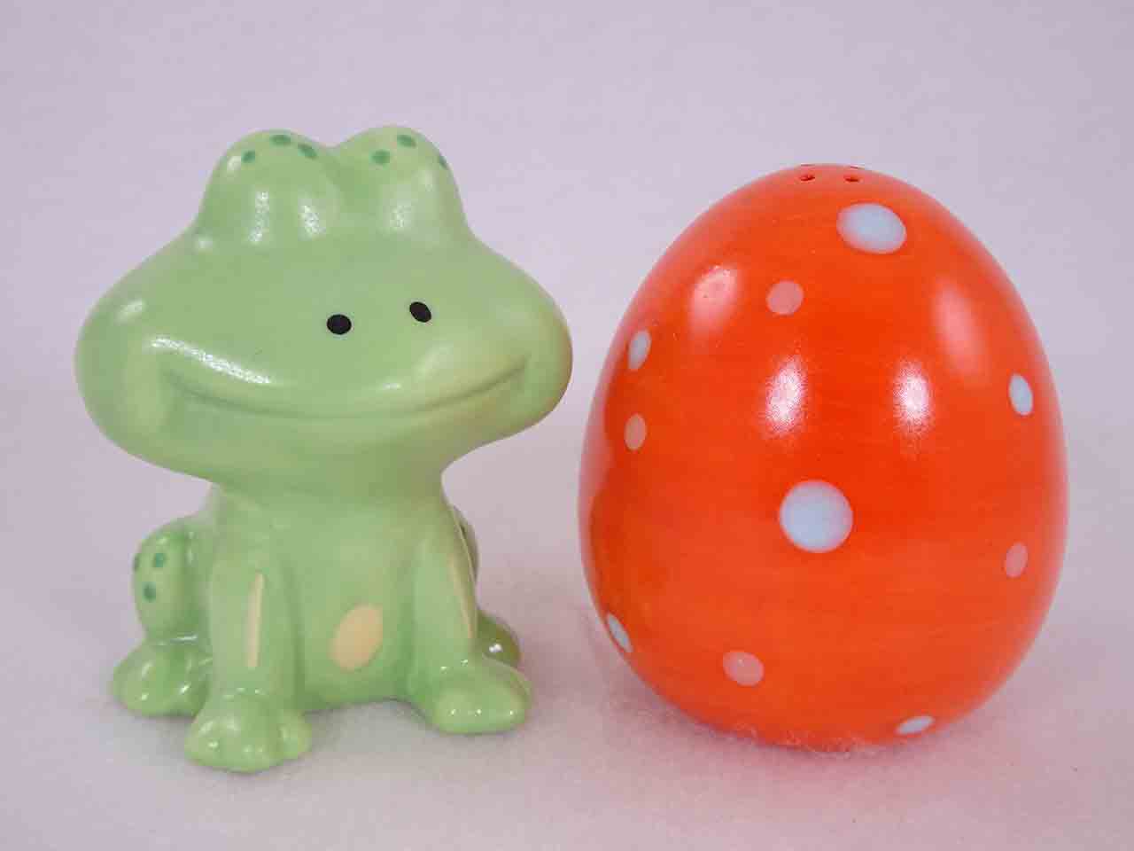 Russ Easter salt and pepper shakers - various animals with Easter eggs - frog