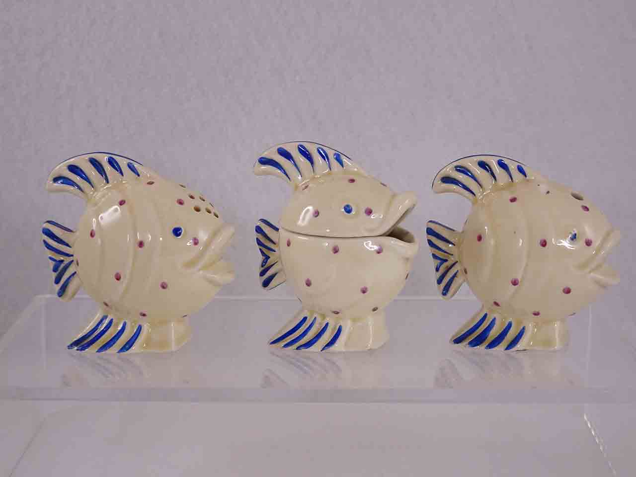 Fish condiment made by Wilkinson from England salt and pepper shakers and condiment