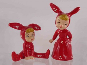 Girls in bunny outfits salt and pepper shakers
