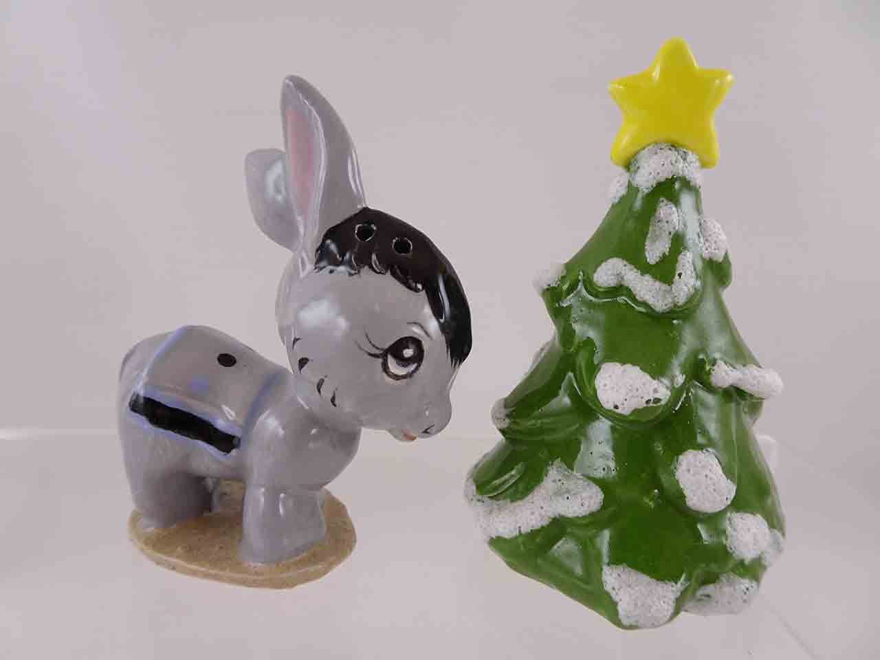 Jean Grief nativity scene series of salt and pepper shakers - donkey & tree