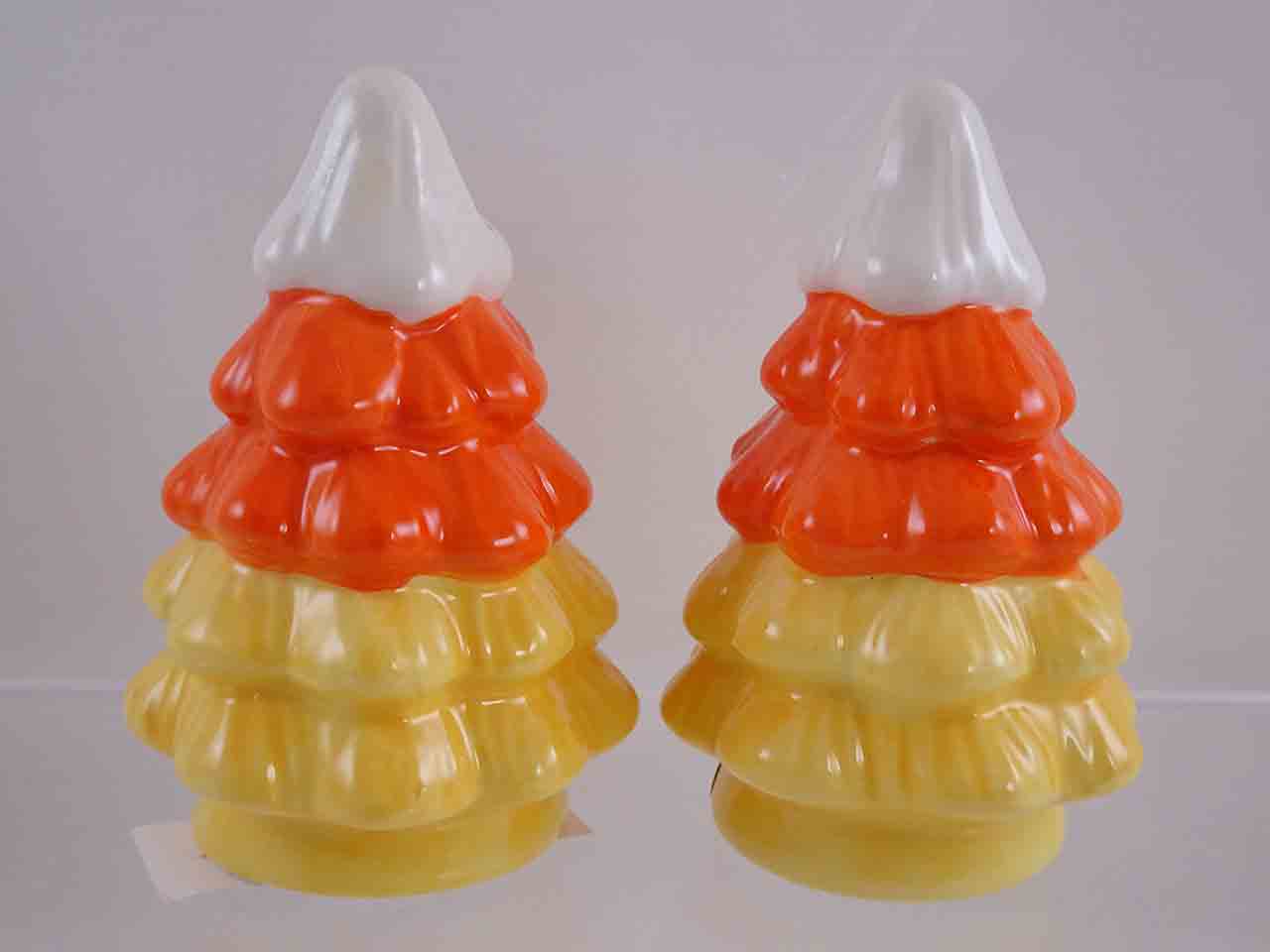 Holiday trees salt and pepper shakers - Halloween candy corn