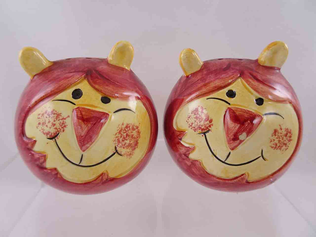 Japan big round animal heads salt and pepper shakers - lions