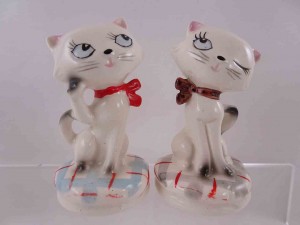 Japan Cats on Pillows and Wearing Ribbons or Bows salt and pepper shakers