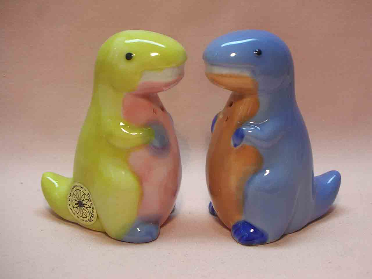 Takahashi Japan little colorful dinosaurs series of salt and pepper shakers - tyrannosaurus