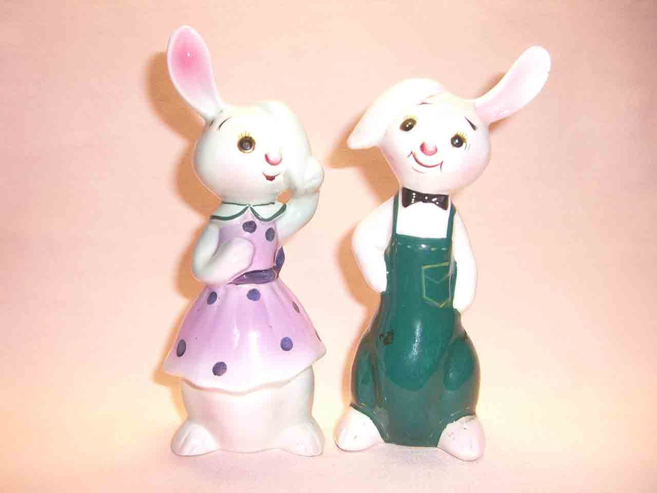 Tall dressed animal series ?PY-like salt and pepper shakers - rabbits