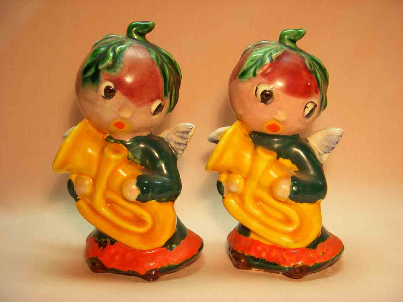 Anthropomorphic beets playing tuba - Heavenly Music series - salt and pepper shakers