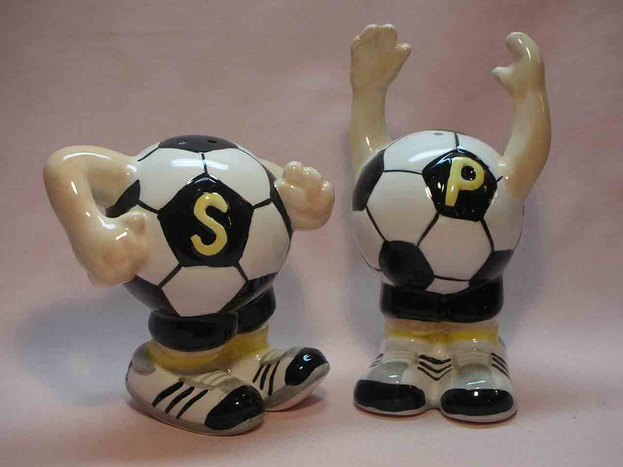 Friendly Rivals - anthropomorphic sport balls salt and pepper shakers - soccer