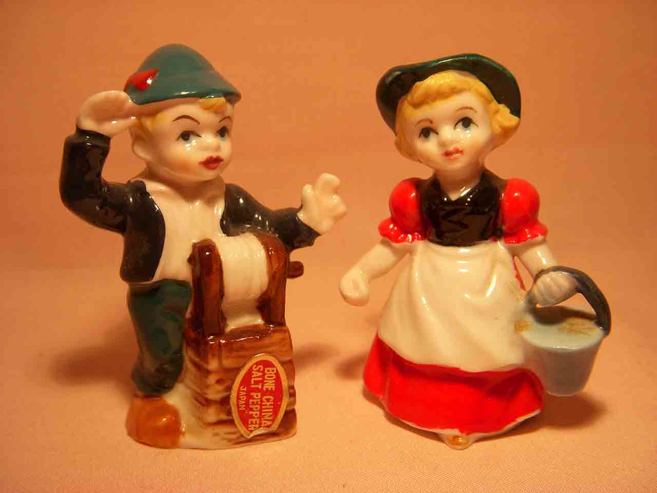 Bone China miniature nursery rhymes salt and pepper shakers - Jack and Jill