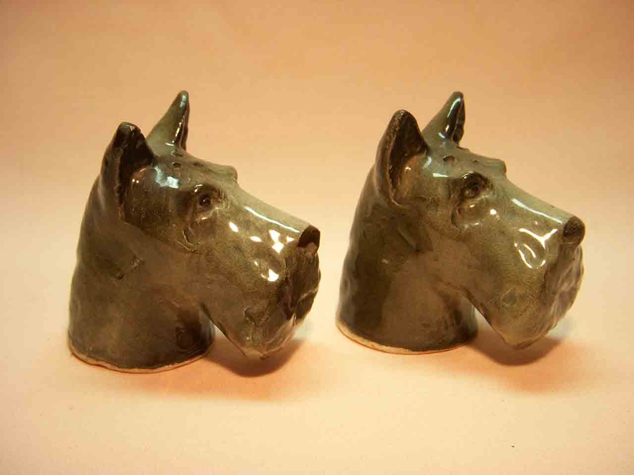 Japan realistic dog heads series of salt and pepper shakers - Schnauzers