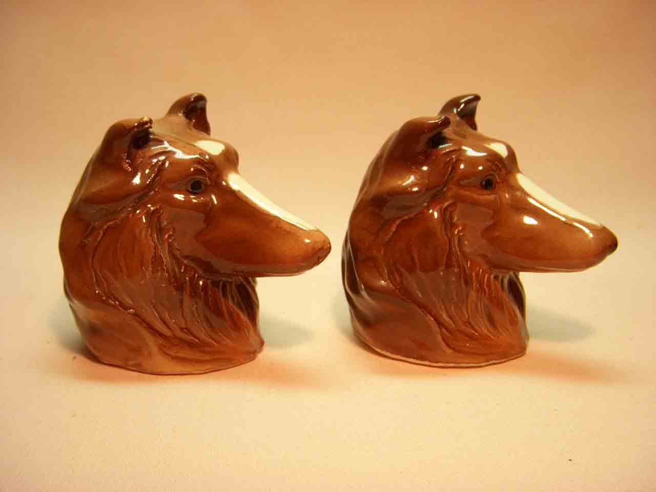 Japan realistic dog heads series of salt and pepper shakers - Collies