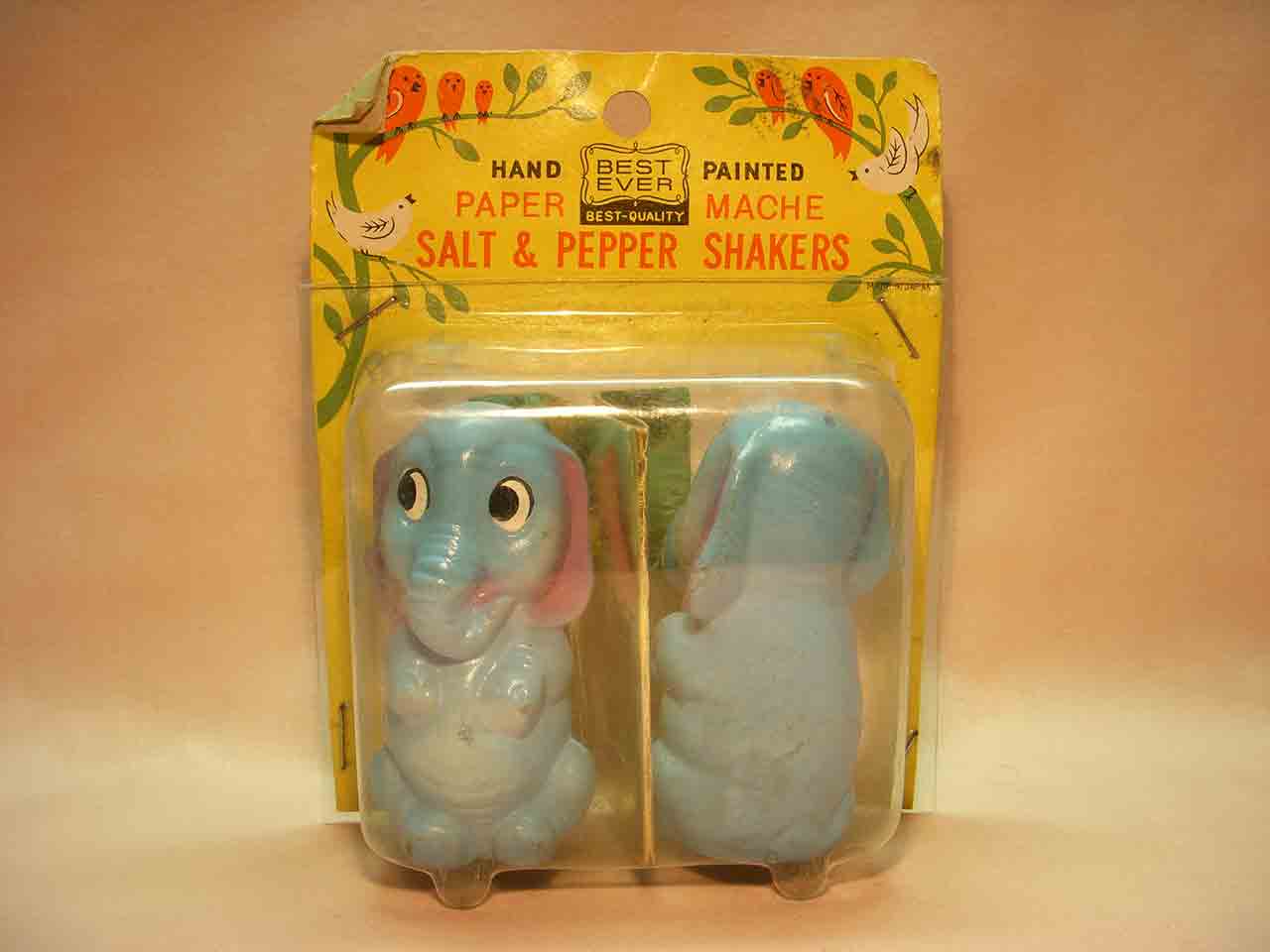 Paper Mache series - elephants - salt and pepper shakers