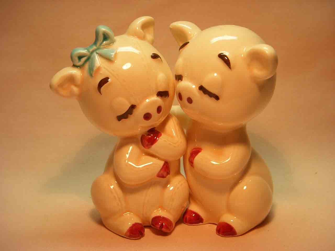 Animal Couples - Boy with Arm Around Girl salt and pepper shakers - pigs