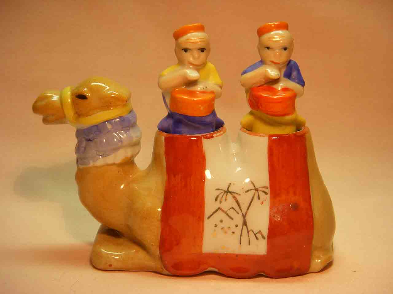 Camel nodder with monkeys as salt and pepper shakers