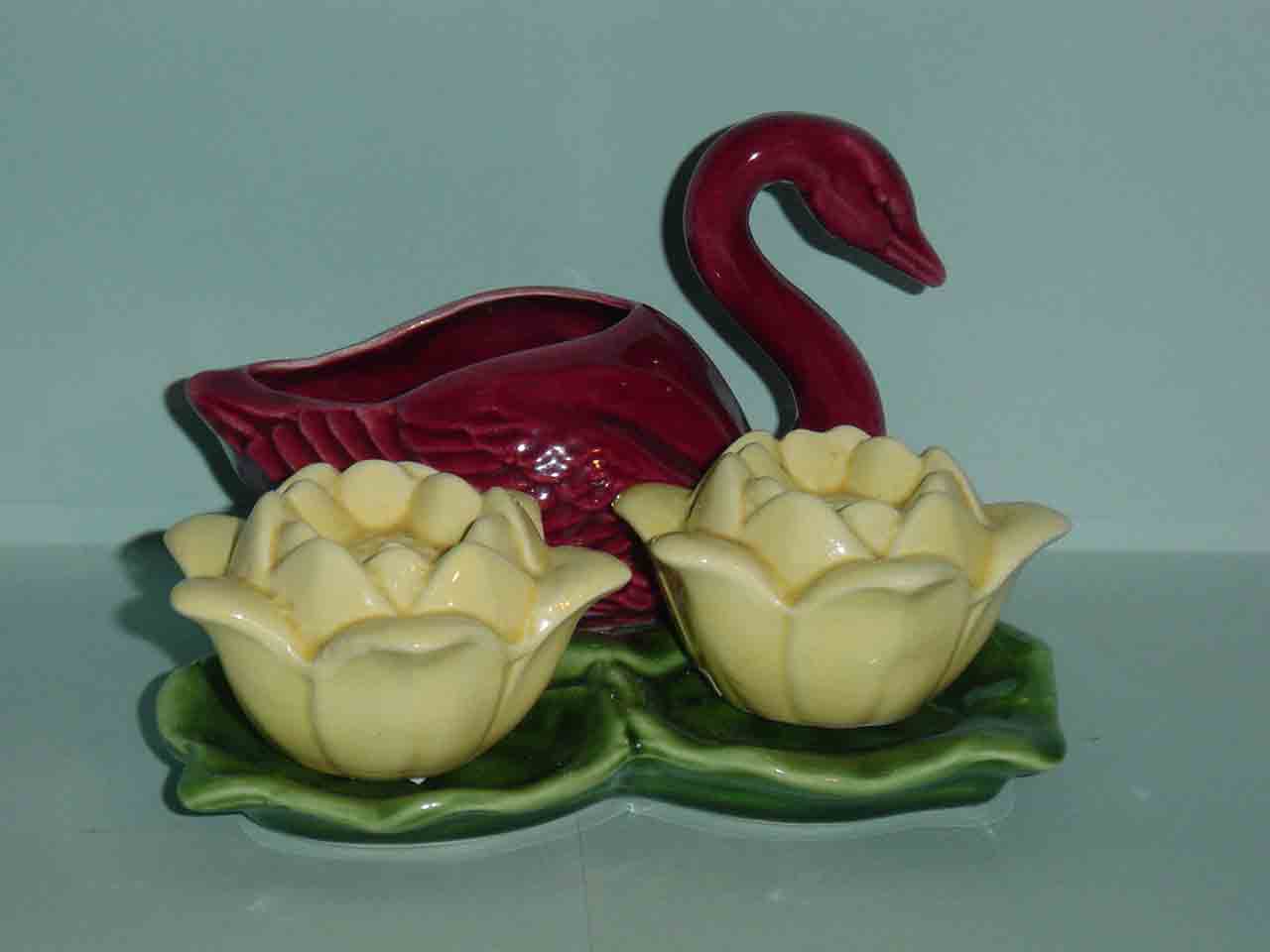 Arcadia swan with flowers salt and pepper shakers