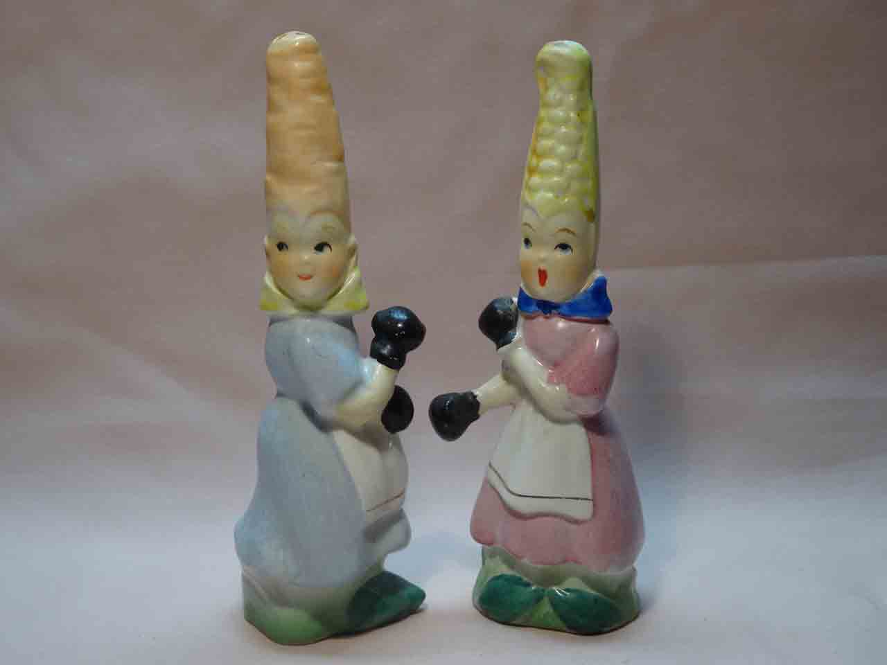 Boxing match - anthropomorphic boxing vegetable girls salt and pepper shakers